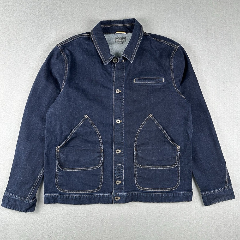 LL Bean Signature Chore Work Jacket Men's XL Blue Denim Workwear Button Front